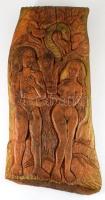Jálics Gyula (1940-2016): Bűnbeesés. Faragott fa, jelzett, 58x28 cm