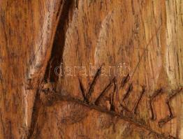 Jálics Gyula (1940-2016): Bűnbeesés. Faragott fa, jelzett, 58x28 cm