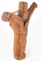 Jálics Gyula (1940-2016): Feszület. Faragott fa, jelzett, 50x40 cm