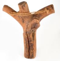 Jálics Gyula (1940-2016): Feszület. Faragott fa, jelzett, 50x40 cm