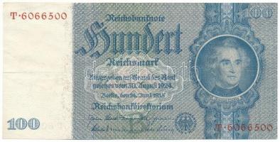 Német Harmadik Birodalom 1935. 100M "T 6066500" T:F German Third Reich 1935. 100 Mark "T 6066500" C:F Krause P#183