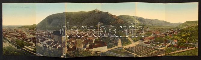 Brassó, Kronstadt, Brasov; 7-részes kihajtható panorámalap / 7-tiled folding panoramacard (hajtásnál kis szakadás / small tear at fold)
