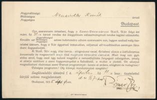 1935 Bp., Bitter Illés Béla (1868-1939) ciszterci szerzetes, clairvaux-i címzetes apát, gimnáziumi főigazgató, a Szent István Akadémia tagja autográf aláírása a Szent Imre-városi Katolikus Kör tagjává választásról szóló értesítésen