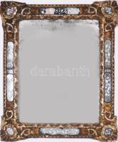 Repousse tükör. cca 1850-1880, feltehetően francia, blondel keretezésen és tükrön néhol sérüléssel, 68x56 cm