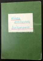 144 db híres ember főleg magyar bélyegeken (kevés külföldi), papírlapokon feldolgozva mindegyik rövi...