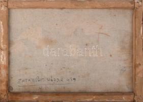 Olvashatatlan jelzéssel: Zazar-pati házak. Olaj, vászon. Hátoldalán román kiviteli bélyegzővel és fe...