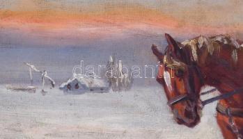 Kolozsváry Endre (1901-?): Téli szán. Olaj, vászon, jelzett. Javított. Dekoratív, kissé sérült faker...