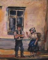 Jálics Gyula (1940-2016): Soproni részlet, 2002. Olaj, vászon, jelzett. Fakeretben, 70×65 cm