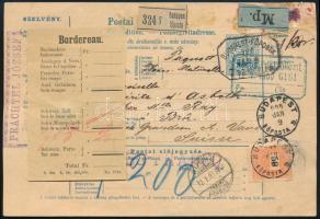 1900 Teljes szállítólevél 50kr bélyeggel Svájcba "BUDAPEST / FŐPOSTA"