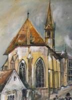 Jálics Gyula (1940-2016): Soproni utcarészlet, 2002. Olaj, vászon, fára kasírozva, jelzett. Fakeretb...