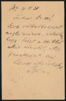 1910 Blau Lajos (1861-1936) rabbi, hittudós, az Országos Rabbiképző Intézet igazgatója saját kezűleg megírt, aláírt levelezőlapja Heller Bernát (1871-1943) rabbi, irodalomtörténész, orientalista, folklorista, tanár részére