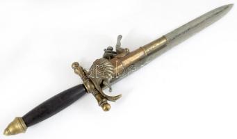 Francia tőr-pisztoly replika, h: 38 cm