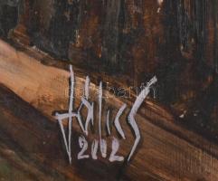 Jálics Gyula (1940-2016): Soproni udvar. Olaj, farost, jelzett. Fakeretben, 70×50 cm