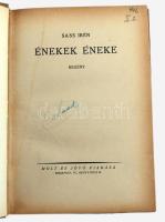 Sass Irén Énekek éneke. Regény.    Bp., (1926). Mult és Jövő. 110+(2) p. Korabeli félvászon kötésben