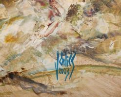 Jálics Gyula (1940-2016): Hegyi út az öböl felé (Brsec, Isztria, Horvátország). Olaj, farost, jelzet...