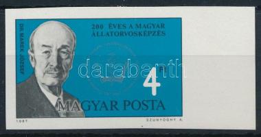 1987 200 éves a magyar állatorvosképzés vágott ívszéli bélyeg