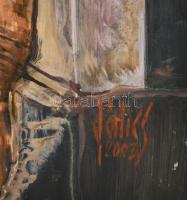 Jálics Gyula (1940-2016): Belső udvar (Opatija, Horvátország). Olaj, farost, jelzett. Fakeretben, 69...