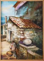 Jálics Gyula (1940-2016): Hazafelé (Opatija, Horvátország). Olaj, farost, jelzett. Fakeretben, 68×50 cm.