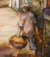 Jálics Gyula (1940-2016): Hazafelé (Opatija, Horvátország). Olaj, farost, jelzett. Fakeretben, 68×50...