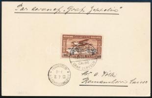 Egyiptom 1931 Zeppelin levelezőlap az "1951" lemezhibával, Kairóból Svájcba. R!