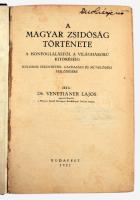 Venetianer Lajos: A magyar zsidóság története a honfoglalástól a világháború kitöréséig. Különös tekintettel, gazdasági és művelődési fejlődésére. Bp., 1922., (Fővárosi Nyomda Rt.), 488 p. Kiadói, kopott egészvászon-kötés.