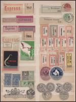 Egy lapnyi parafilatélia gyűjtemény ragjegyek, reklám bélyegek