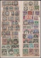 ca 1870-1890 Egy lapnyi okmánybélyeg gyűjtemény nagy címletekkel