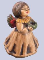 Bozner Engle Thun zeneszerkezetes kerámia angyal, működik, m: 14,5 cm