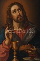 Jelzés nélkül, feltehetően XIX. sz. festő: Jézus. Olaj, vászon. Restaurált, dublírozott. Dekoratív, ...