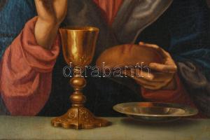 Jelzés nélkül, feltehetően XIX. sz. festő: Jézus. Olaj, vászon. Restaurált, dublírozott. Dekoratív, ...