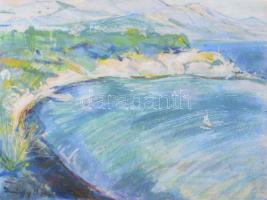 Olvashatatlan (Márffy Ö?) jelzéssel: Vízparti táj. Vegyes technika, papír, üvegezett fakeretben. 23,5x31,5 cm.