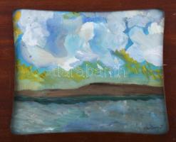 Vaszary J jelzéssel: Táj. Olaj, karton. Dekoratív, üvegezett, kissé sérült fakeretben. 26,5x32 cm.