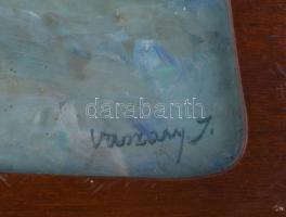 Vaszary J jelzéssel: Táj. Olaj, karton. Dekoratív, üvegezett, kissé sérült fakeretben. 26,5x32 cm