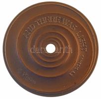 Izrael DN "And there was light - Genesis 1:3" kétoldalas öntött bronz emlékérem, közepén üvegbetéttel (65mm) T:AU Israel ND "And there was light - Genesis 1:3" double-sided cast bronze commemorative medallion with glass lense in the middle (65mm) C:AU