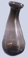 Iparművész kézzel formázott füstüveg váza, jelzés nélkül, hibátlan, m: 31 cm
