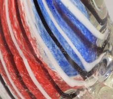 Iparművész anyagában színezett macska asztaldísz, szakított üveg, jelzés nélkül, hibátlan, m: 12 cm