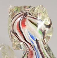 Iparművész anyagában színezett macska asztaldísz, szakított üveg, jelzés nélkül, hibátlan, m: 12 cm