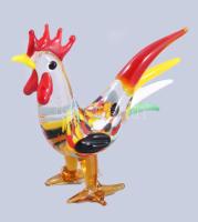 Iparművész üveg kakas figura, hibátlan, m: 7 cm