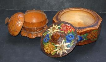 2 db mutatós faragott fa doboz (az egyik sérült)