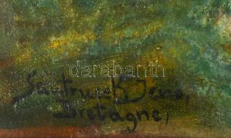 Santrucek Jenő jelzéssel: Vadregényes táj. Olaj, vászon. Dekoratív fakeretben. 56x40 cm