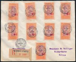 Francia Kelet-Afrika 1920 Ajánlott levél Vöröskeresztes bélyegekkel Svájcba "GRAND POPO"