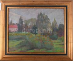 Balla Béla jelzéssel: Táj. Olaj, fa. Dekoratív, kissé kopott fakeretben. 40x50 cm.