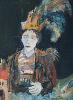 Korga jelzéssel: Kiskirály. Olaj, farost. Dekoratív, kissé kopott fakeretben. 51,5x40 cm