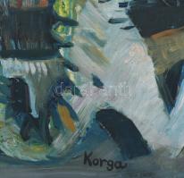 Korga jelzéssel: Kiskirály. Olaj, farost. Dekoratív, kissé kopott fakeretben. 51,5x40 cm