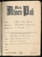 1937 "Mein Ahnen-Paß", német harmadik birodalmi származási igazolvány (árja származás tanú...