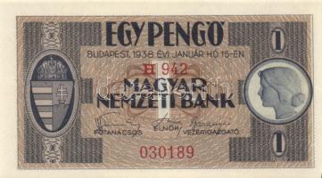 1938. 1P (2x) egymás utáni sorszámokkal! T:I