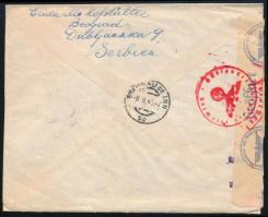 Német II. világháborús megszállás Szerbia 1943 Cenzúrázott ajánlott légiposta levél Mi 69 bélyeggel....