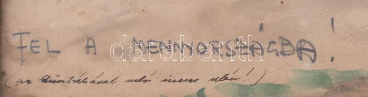 Jelzés nélkül: Fel a mennyországba! Akvarell, ceruza, papír. Üvegezett fakeretben. 21x34 cm