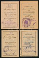 1942-1945 Kolozsvár, 4 db igazolvány egyetemi hallgató részére