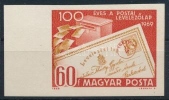 1969 Évfordulók - Események VII. 100 éves a postai levelezőlap vágott ívszéli bélyeg